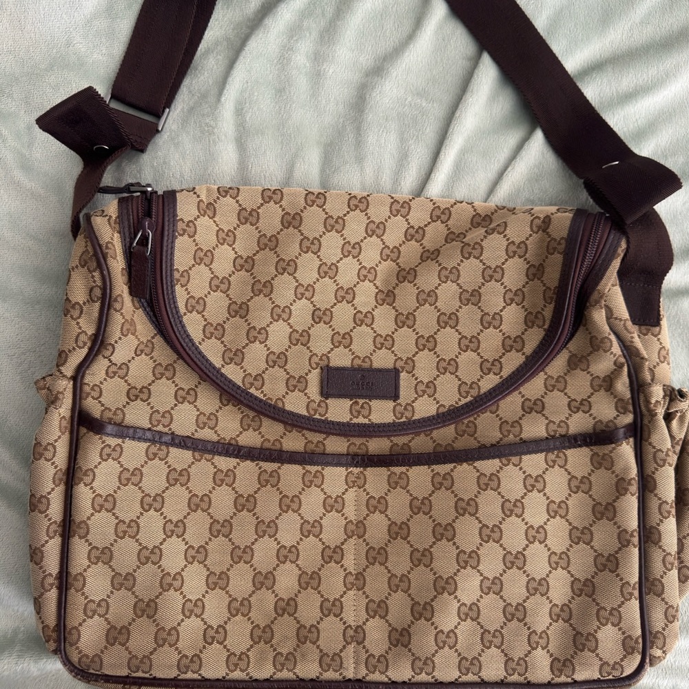 Gucci Brown Monogram Diaper Bag